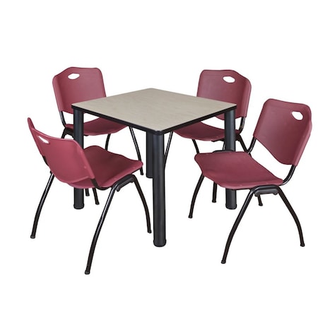Kee Kee Square Table & Chair Set, Wood, Metal, Plastic Top, Maple TB3030PLBPBK47BY